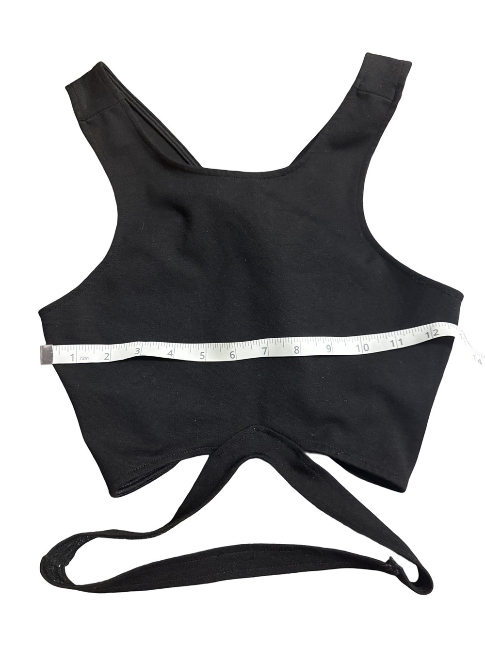 Tobi Black Cropped Tank with Tie Around Strap Detail